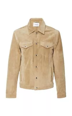 Buy Leather Shirt Jacket For Men Beige Pure Suede Custom Made Size XS S M L XXL 3XL • 144.16£