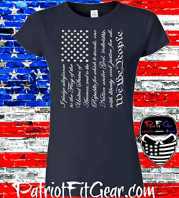 Buy Womens T-shirt,Pledge Of Allegiance,We The People,Molon Labe,Dont Tread On Me • 17.91£