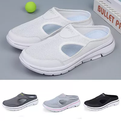 Buy Womens Mens Slip On Trainers Loafer Sneakers Casual Backless Flats Comfort Shoes • 16.99£