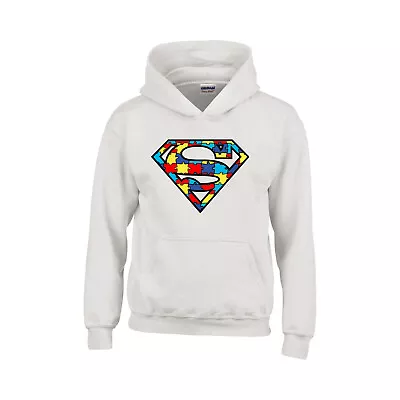 Buy Superman Autism Puzzle Logo Hoodie Kids Superheroes ASD Love Gift Unisex Hood • 23.99£