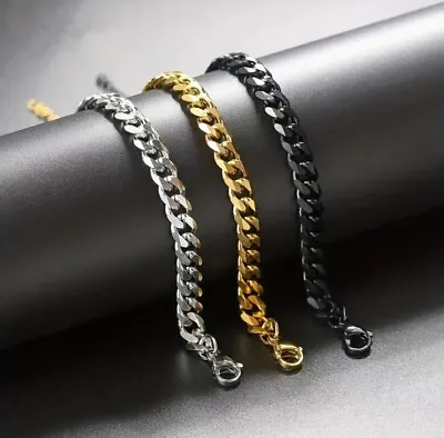 Buy Mens Bracelet Gold Silver Black Colours Metal Costume Jewellery Cuban Style • 1.99£