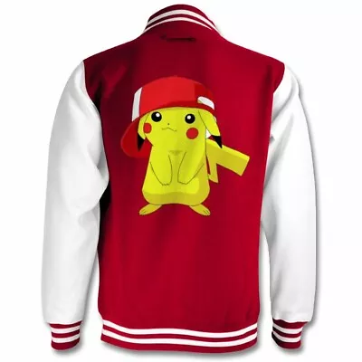 Buy Pokemon Jacket Pikachu Hip Hop Red Varsity Jacket Bomber Coat  • 49.99£