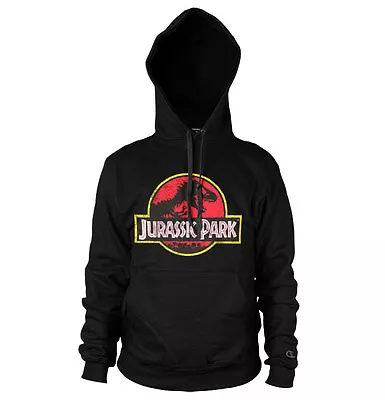 Buy Officially Licensed Jurassic Park Distressed Logo Hoodie S-XXL Sizes • 37.92£