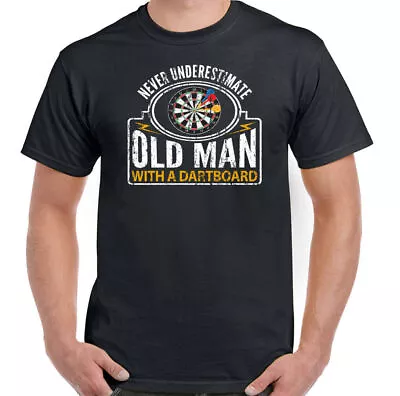 Buy Darts T-Shirt Never Underestimate An Old Man With A Dartboard Mens Funny Flights • 10.94£