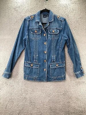 Buy Sonoma Jacket Women's Size S Blue Denim Safari Blazer Fitted  Pockets Western • 23.73£