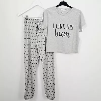Buy In The Style - New With Tag - Paige & Finn 'I Like His Bum' PJ Set - Grey - UK8 • 18£