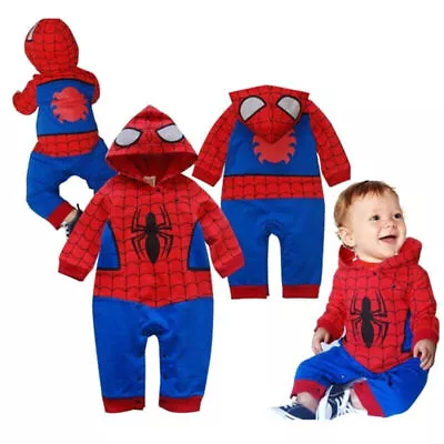 Buy Kid Boys Toddlers Baby Spiderman Costume Super Hero Cosplay Romper Clothes Gift • 12.74£