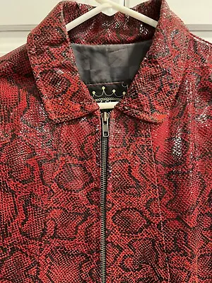 Buy Vintage Cool Style Red Snakeskin Embossed Jacket Size Women’s 2X • 27.40£