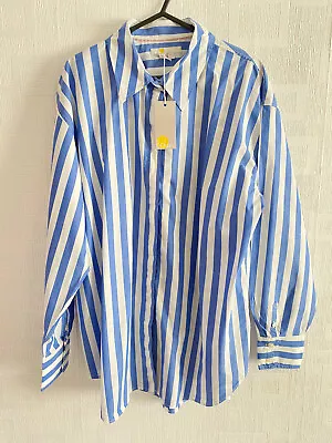 Buy Boden  Blue Striped Oversized  Cotton Shirt    Size  8   NEW    T1147 • 23.99£