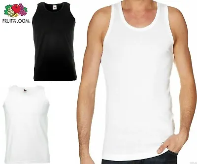 Buy Mens Plain Vest Fruit Of The Loom Tank Top Athletic Gym Training T Shirt Vests • 5.33£