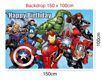 Buy Avengers Backdrop Vinyl Cloth Superheros 5 X 3 Foot Kids Party Decoration • 7.99£