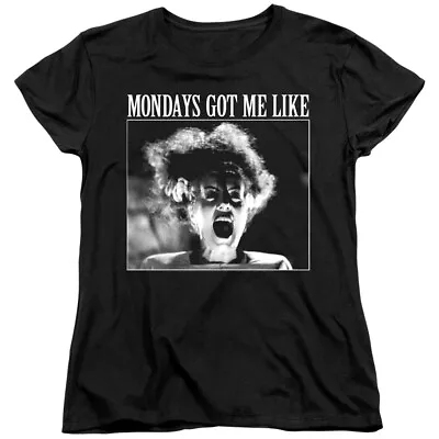 Buy Bride Of Frankenstein Womens T-Shirt Mondays Got Me Like Black Tee • 22.10£