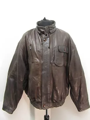 Buy Vintage Gi Heavy Leather Motorcycle Bomber Jacket Size 56 Or 3xl • 59£