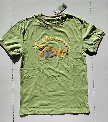 Buy Pusheen Box Spring 2022 Green Cat Sloth Maybe Later Ringer Top Shirt Small S Sm • 22.18£