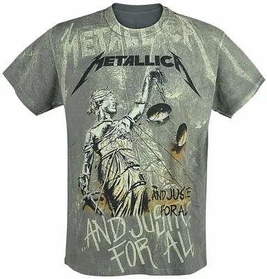 Buy Metallica And Justice For All Over Neon Grey Vintage T-Shirt XXL Thrash Metal • 22.49£