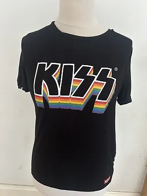 Buy KISS T-shirt Size 10 Small Rainbow Logo Rock Band T-Shirt • 6.99£