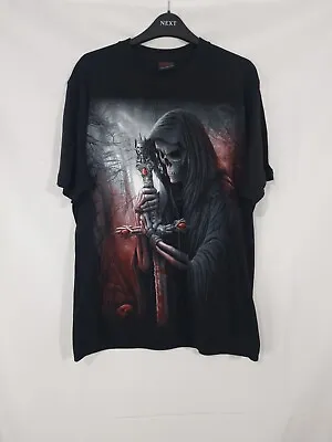 Buy Mens Medium Spirit Death Grim Reaper Gothic Black T-Shirt Evil Sword Skull • 16.95£