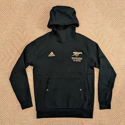 Buy Arsenal Adidas SMALL Player Worn / Issue 22/23 Travel Hoody Kit Room Black Gold • 249.95£