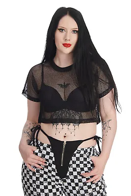 Buy Banned Drama Queen Top - Alternative Gothic Style Mesh Top • 21.50£
