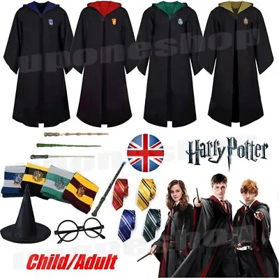 Buy Harry Potter Gryffindor Ravenclaw Slytherin Robe Cloak Tie Costume Wand Scarf • 18.09£