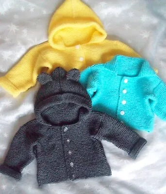 Buy KNITTING PATTERN Baby Boys Girls Hooded Jacket Ears Easy Beginner Cardigan 16-26 • 4.45£