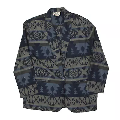 Buy Vintage STREETWEAR Blazer Jacket Blue 90s Geometric Womens L • 28.99£
