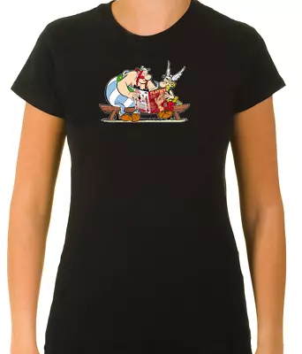 Buy Asterix & Obelix Funny Characters  3/4 Short Sleeve T Shirt Woman F060 • 9.51£