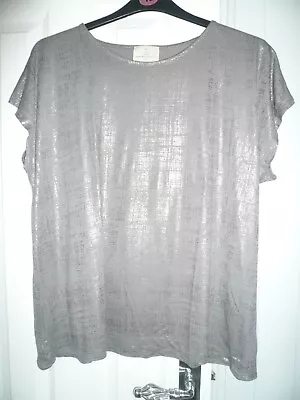 Buy Next Grey Silver Top/tee Shirt Size 22 Shiny Metallic,  Fab Con • 5.49£