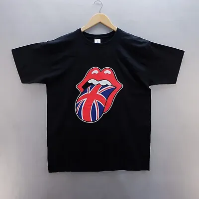 Buy Vintage Rolling Stones T Shirt L Union Jack Tongue & Lips Logo 90s Music Band • 18.04£