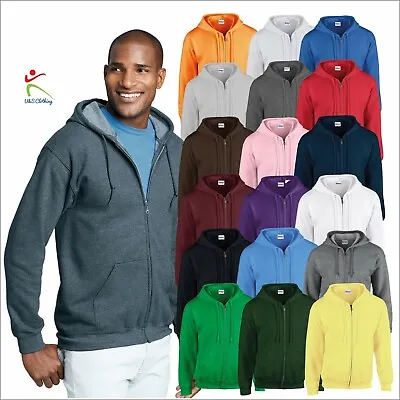 Buy Gildan Heavy Blend Men's Full Zip Hooded Sweatshirt Classic Fit Casual Pullover • 18.87£