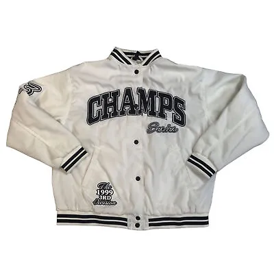 Buy H&M Ladies Silky Varsity Baseball Jacket White Size Medium Embroidered Casual • 17.95£