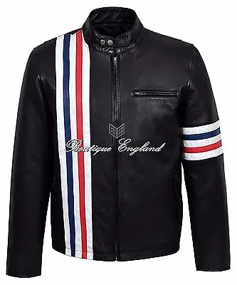 Buy 'EASY RIDER' Men's BLACK Motorcycle Style Biker Real Lambskin Leather Jacket • 119.99£