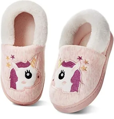 Buy Girls Slippers Warm House Shoes Slip On Winter Indoor Shoes Unicorn30/31,12/12.5 • 4£