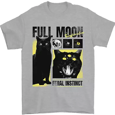 Buy Full Moon Feral Instinct Black Cat Halloween Mens T-Shirt 100% Cotton • 8.49£