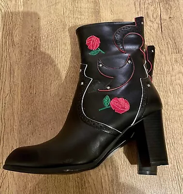 Buy Banned Retro Rockabilly Wildheart Black Cowboy Boots Size 7 Dancing Days RRP £99 • 35£