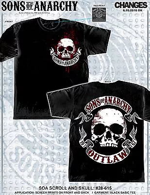Buy Sons Of Anarchy SOA Scroll And Skull Outlaw Reaper TV Samcro Biker Shirt 28-615 • 33.25£