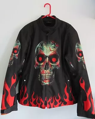 Buy Gallanto Flames + Skull Black Textile Biker Jacket Removable Armour 3XL 48 -50  • 49.99£