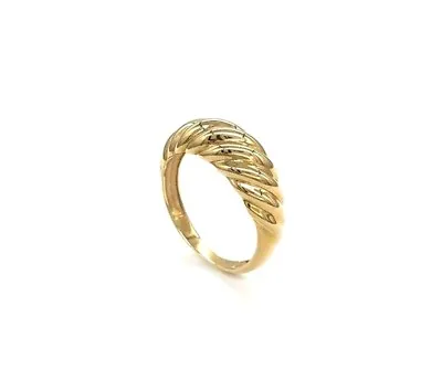 Buy Croissant Ring In Solid Gold 9k,14k,18k Statement Bubble Twisted Dome Ring RN380 • 167.93£