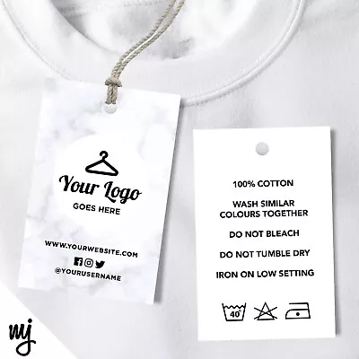 Buy Custom Clothing Swing Tags Cards Printing | Marble Black Modern Style • 69.99£