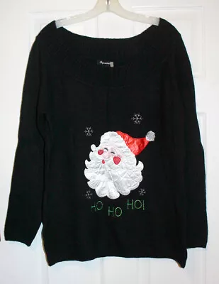 Buy Repartee Womens XL Off Shoulder Santa Christmas Black Pullover Sweater New • 18.94£