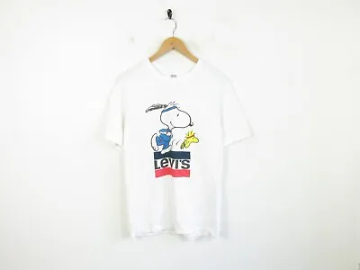 Buy Mens Levi's X Peanuts White Graphic Short Sleeve T-Shirt Top Size Small • 13.85£