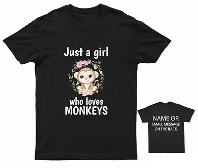 Buy Just A Girl Who Loves Monkeys T-Shirt – Cute And Playful For Monkey Admirers • 13.95£
