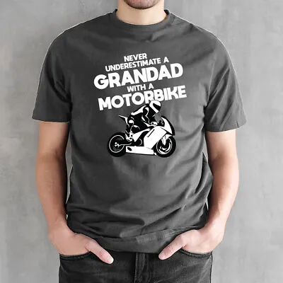 Buy Never Underestimate Grandad Riding A Motorbike T Shirt Fathers Day Birthday Gift • 12.99£