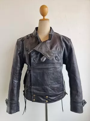 Buy Stunning Vtg 1940s WWII SWEDISH TANKER Leather Motorcycle Military Jacket Medium • 195£