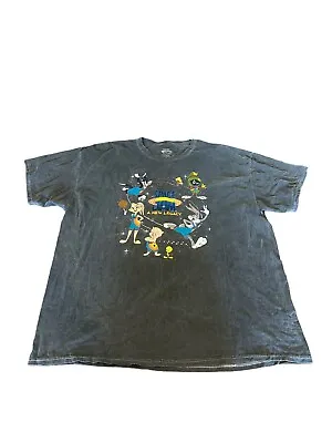 Buy Vintage Looney Tunes Space Jam Men’s T-shirt Size XL Grey Daffy Bugs Taz Y2K • 11.12£