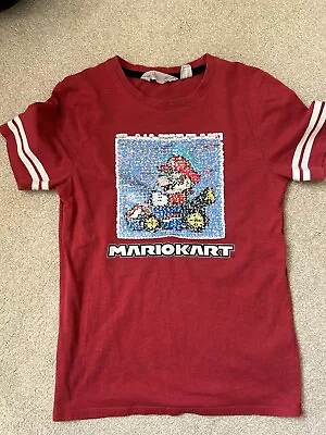 Buy Super Mario - Mario Kart - Reversible Sequins - Mario/Luigi - T-Shirt Age 8-10 • 3£