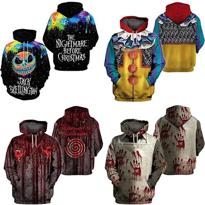 Buy Halloween Horror Killer Joker 3D Hoodies Cosplay Sweatshirts Jacket Coat Costume • 21.46£