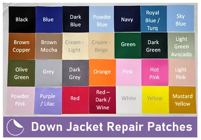 Buy Down Jacket Repair Patches 10x10 Cm - Self Adhesive Range Of Colours UK Seller • 3.29£