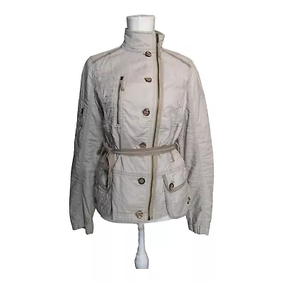 Buy Women's Next Jacket Size 12 Oatmeal Lightweight Cotton Button Tie Belt Casual # • 4.99£