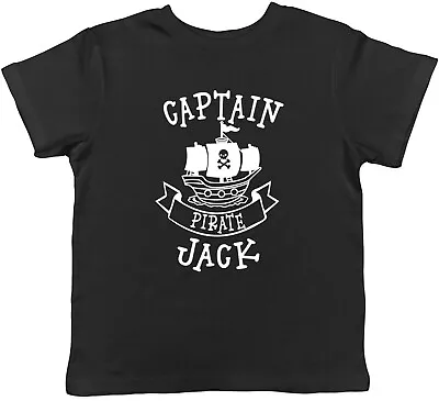Buy Personalised Captain Pirate With Skull & Bone Ship Childrens Kids T-Shirt • 5.99£